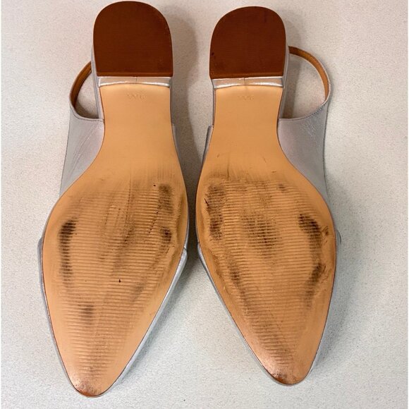 Talbots Edison Slingback Flats Womens 9AA. Silver Leather Upper Buckle Holiday - Picture 8 of 11